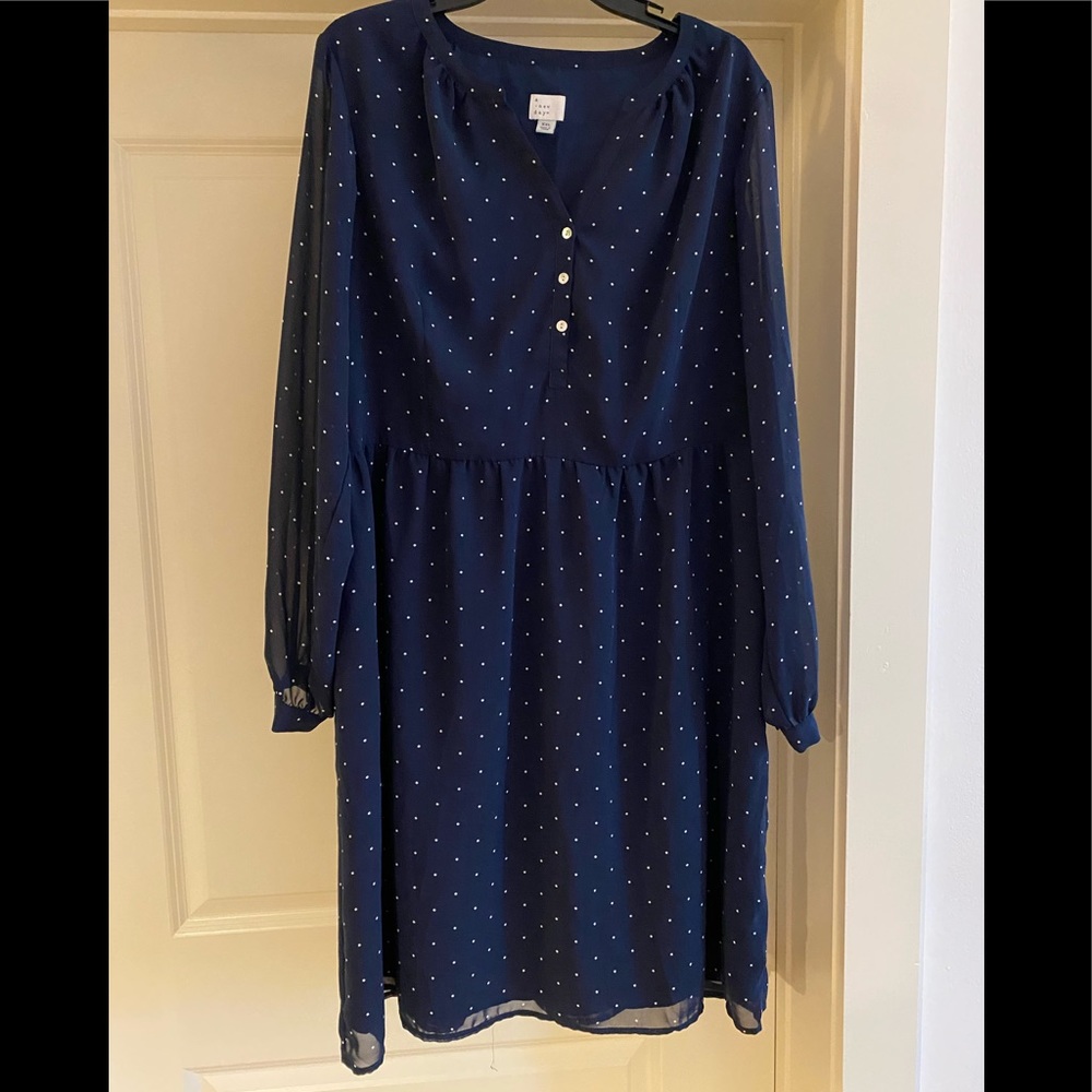 Navy and white polka dot dress xxl